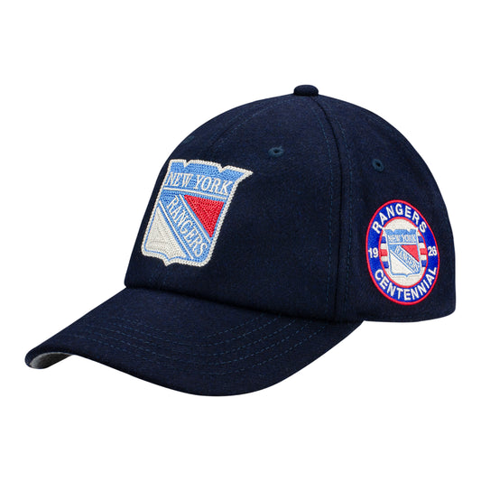 American Needle Rangers Centennial Logo Archive Navy Wool Hat - Front Left View
