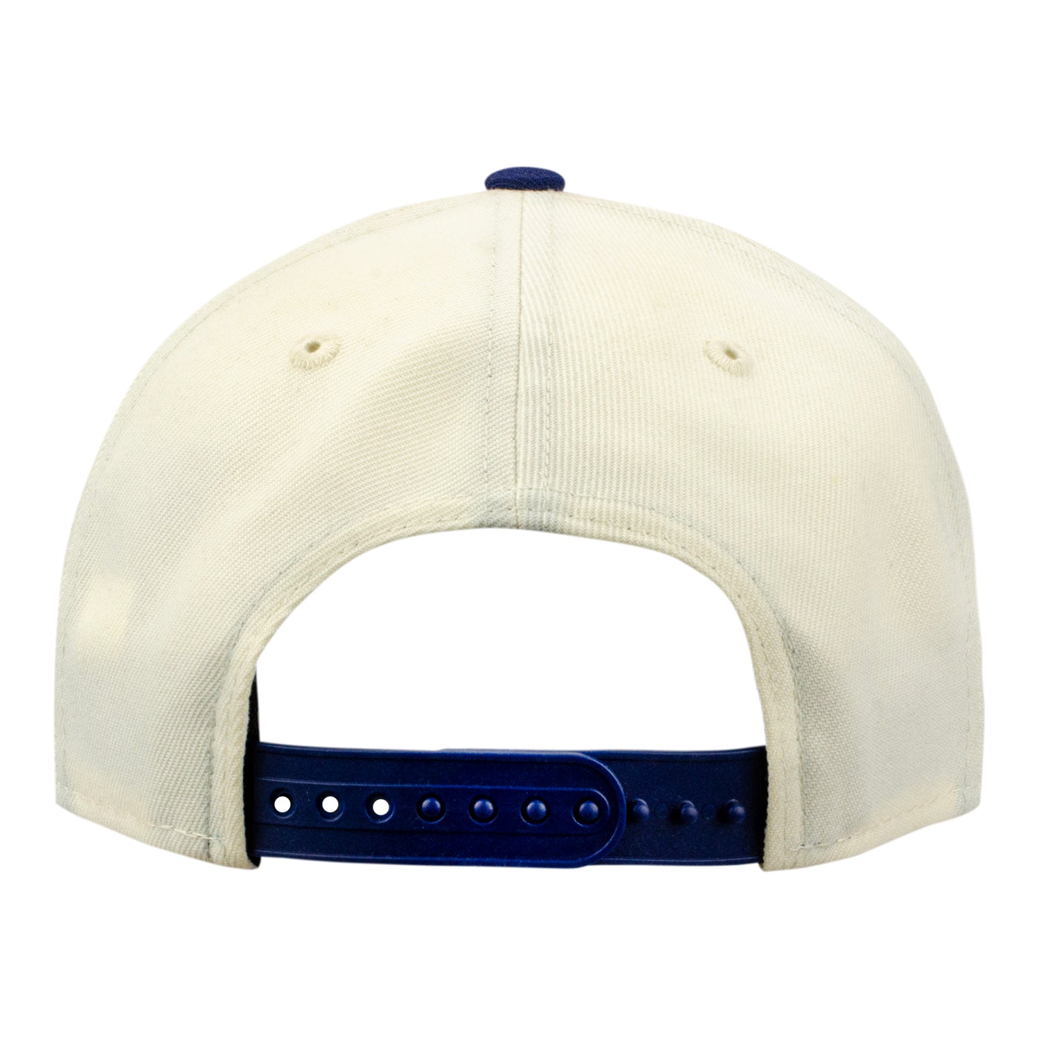 New Era Rangers Script Two-Tone Cream/Navy 940 A-Frame Snapback In White - Back View