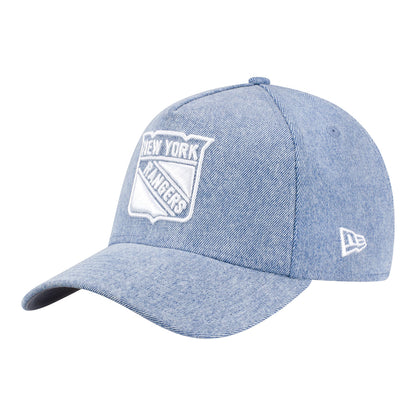 New Era Rangers Exclusive Denim 940 A-Frame Snapback Hat - Front Left View