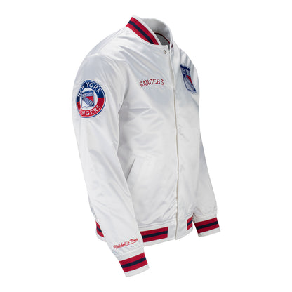 Mitchell & Ness Rangers City Collection Satin Jacket In White - Right Side View