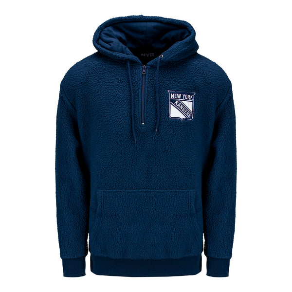 NYR Rangers 1/4 Zip Sherpa Pullover Fleece - In Blue - Front View