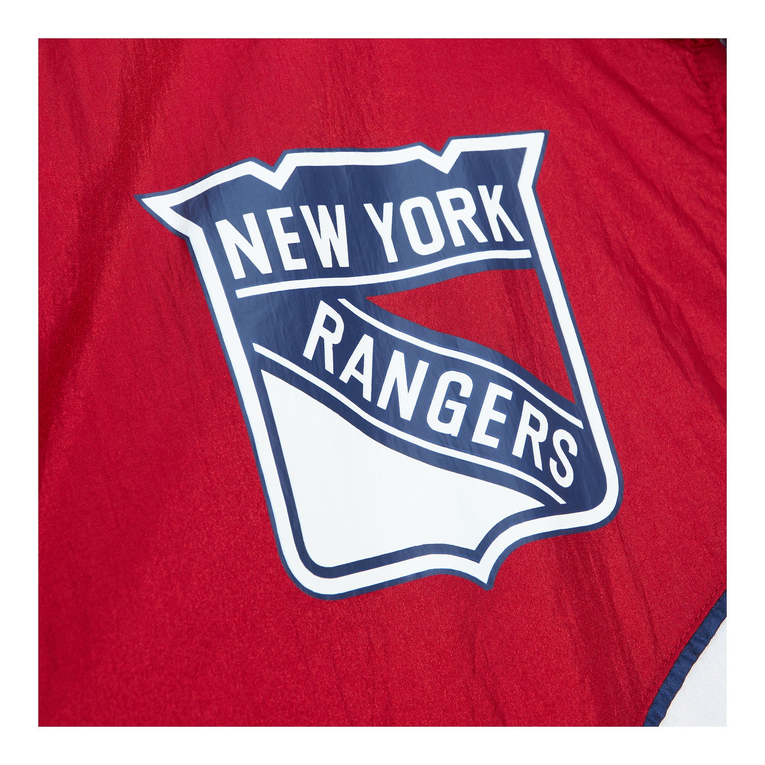 Mitchell & Ness Rangers Arched Retro Lined Windbreaker - Up Close Front View