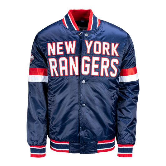 Starter Rangers Home Game Varsity Jacket - Front View