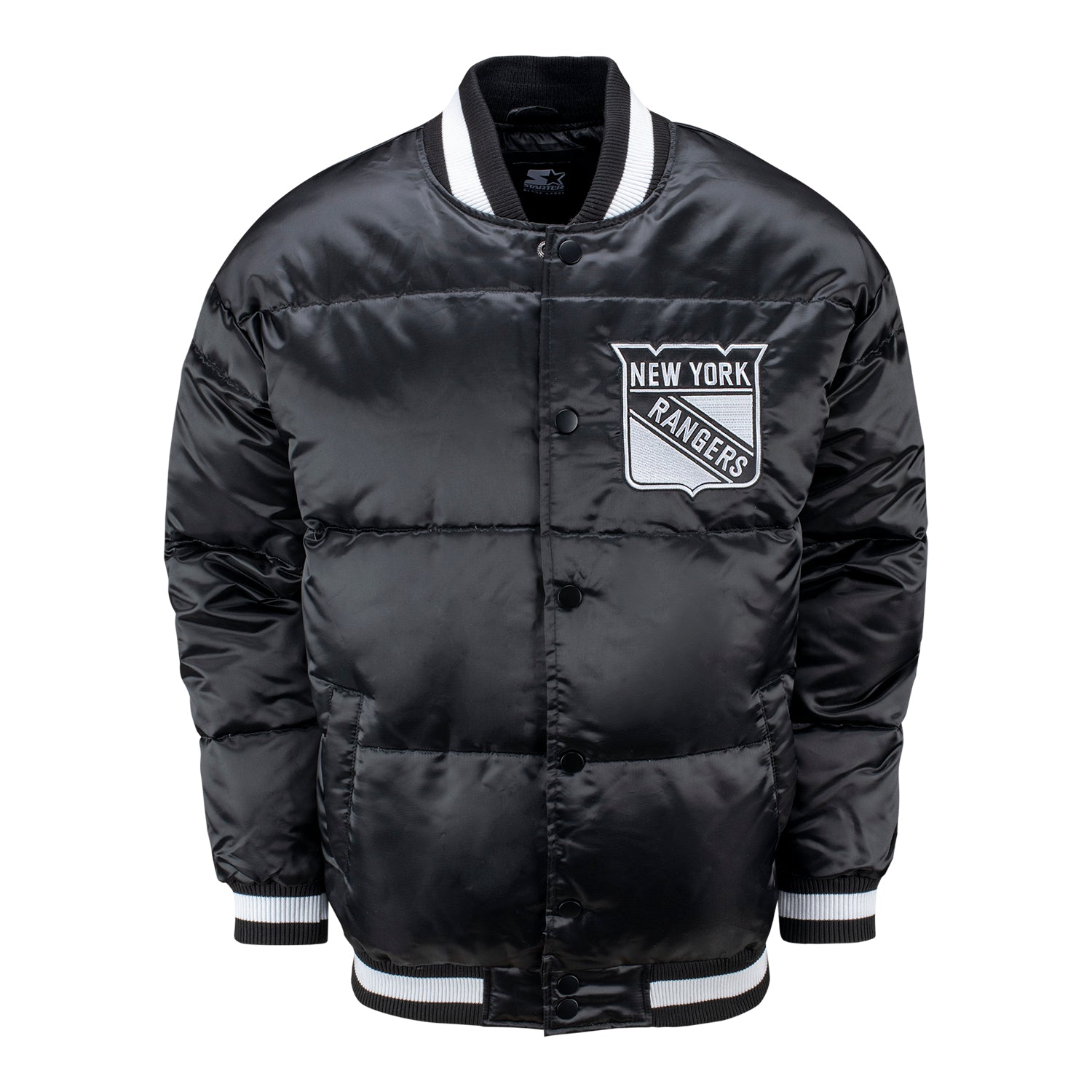 Starter Rangers "Black Ice" Zamboni Down Puffer Jacket - Front View