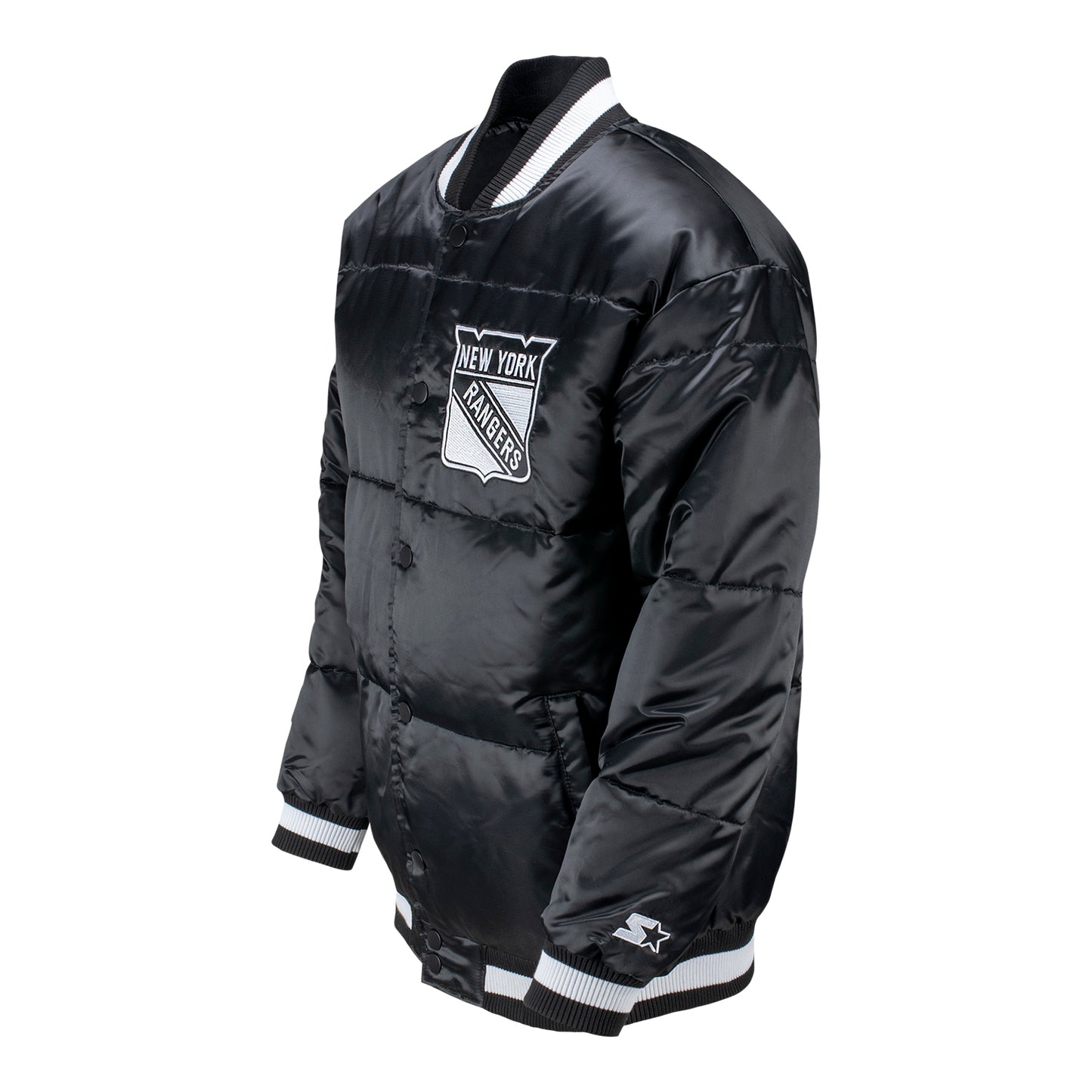 Starter Rangers "Black Ice" Zamboni Down Puffer Jacket - Angled Left View