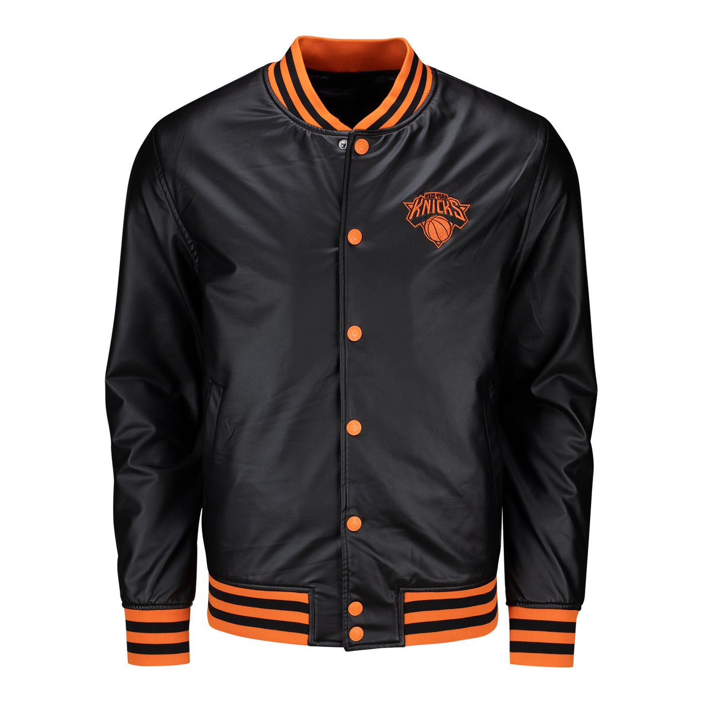 Wild Collective Knicks Metallic Bomber Jacket - Front View