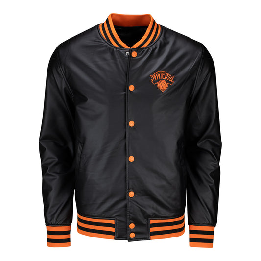 Wild Collective Knicks Metallic Bomber Jacket - Front View