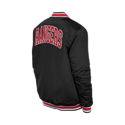 New Era Rangers Sport Classic Snap Front Black Satin Jacket - Back View