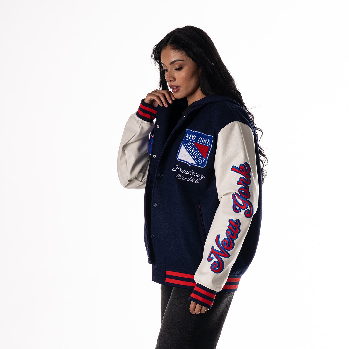 Wild Collective Rangers Hooded Varsity Jacket - Side View