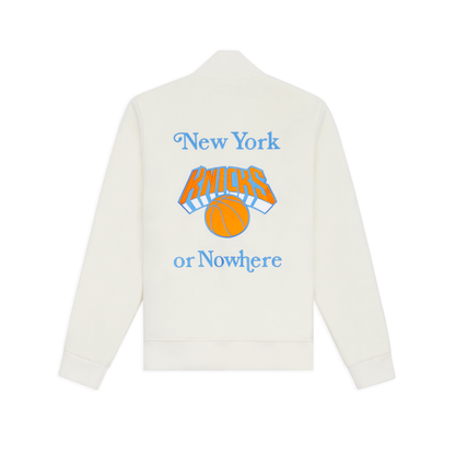 NYON x Knicks Give and Go Cream Varsity Jacket - Back View