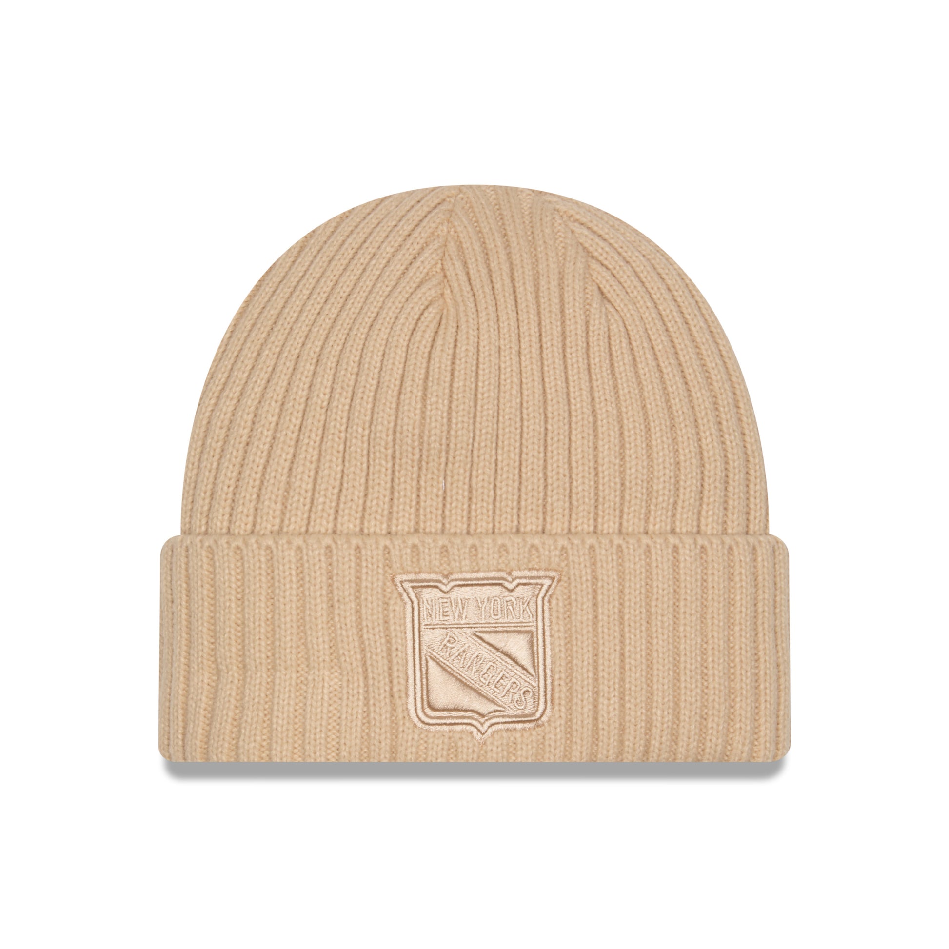 New Era Rangers Color Pack Taupe Knit Cuff - Front View