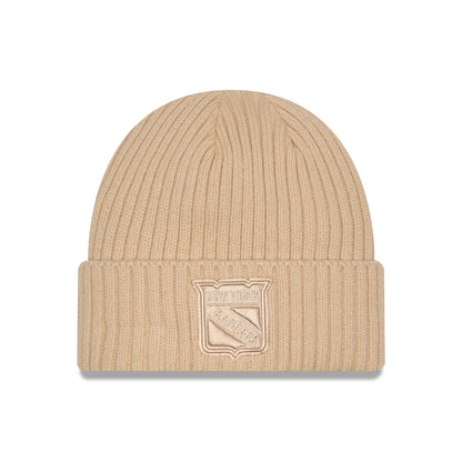 New Era Rangers Color Pack Taupe Knit Cuff - Front View
