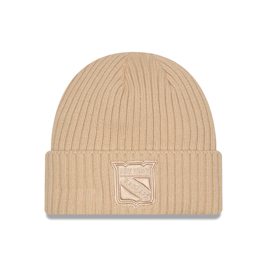 New Era Rangers Color Pack Taupe Knit Cuff - Front View