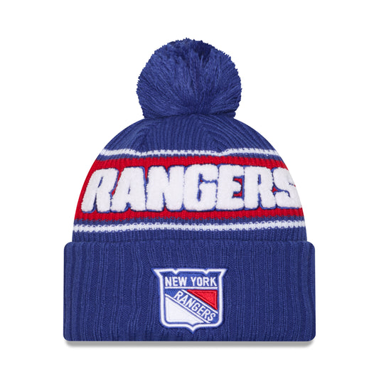 New Era Rangers Bold Royal Knit Pom - Front View