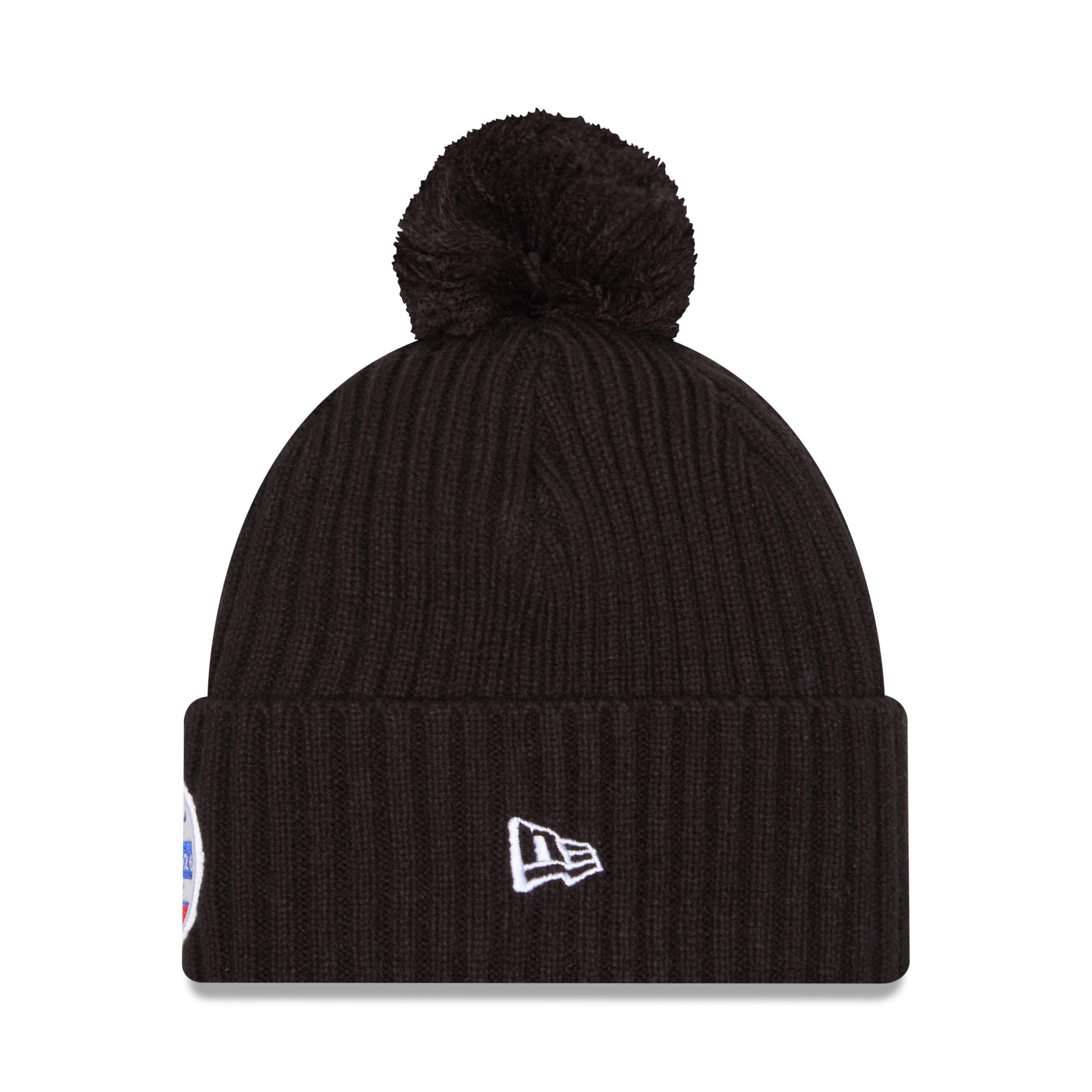 New Era Rangers Property Black Knit Pom - Side View