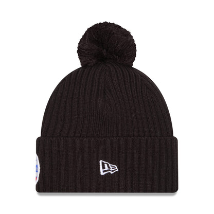 New Era Rangers Property Black Knit Pom - Side View