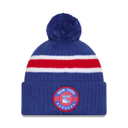 New Era Rangers Banded Royal Knit Pom - Front View