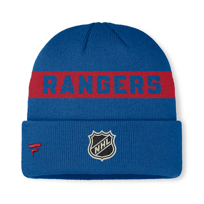 Fanatics Rangers 25-26 Centennial Authentic Pro Rink Cuffed Beanie In Blue - Back View