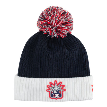 New Era Rangers Exclusive Centennial Liberty 100 Pom Beanie - Front View