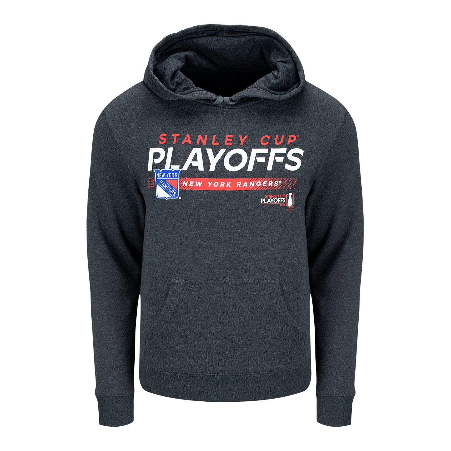 Fanatics Rangers 21-22 Playoff Participant Hood Grey - In Gray - Front View