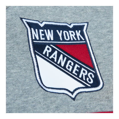 Mitchell & Ness Rangers Grey Head Coach Hoodie - Up Close Front View