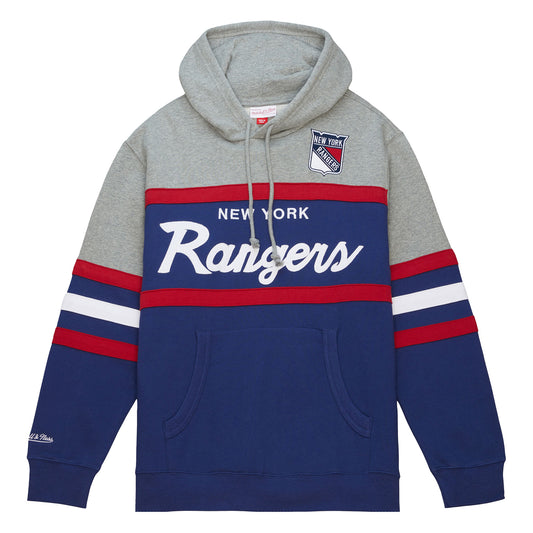 Mitchell & Ness Rangers Grey Head Coach Hoodie - Front View