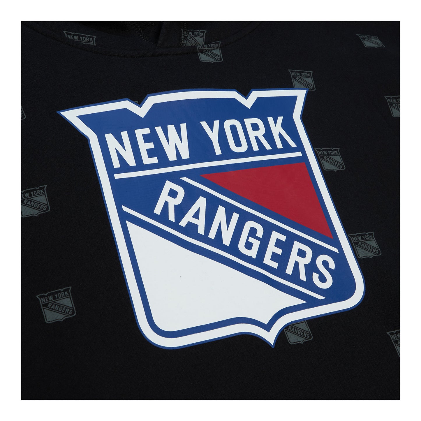 Mitchell & Ness Rangers All Over Print Hoodie - Up Close Front View
