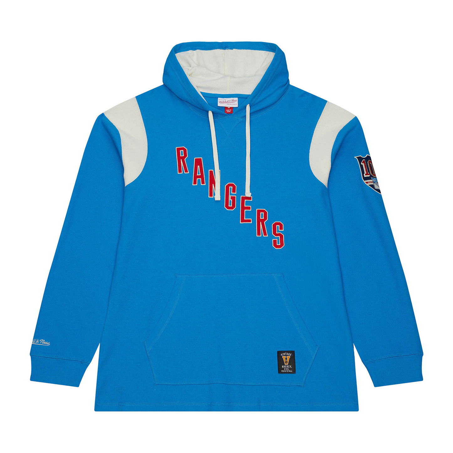 Mitchell & Ness Rangers Centennial Lightweight Thermal Hoodie In Blue - Front View