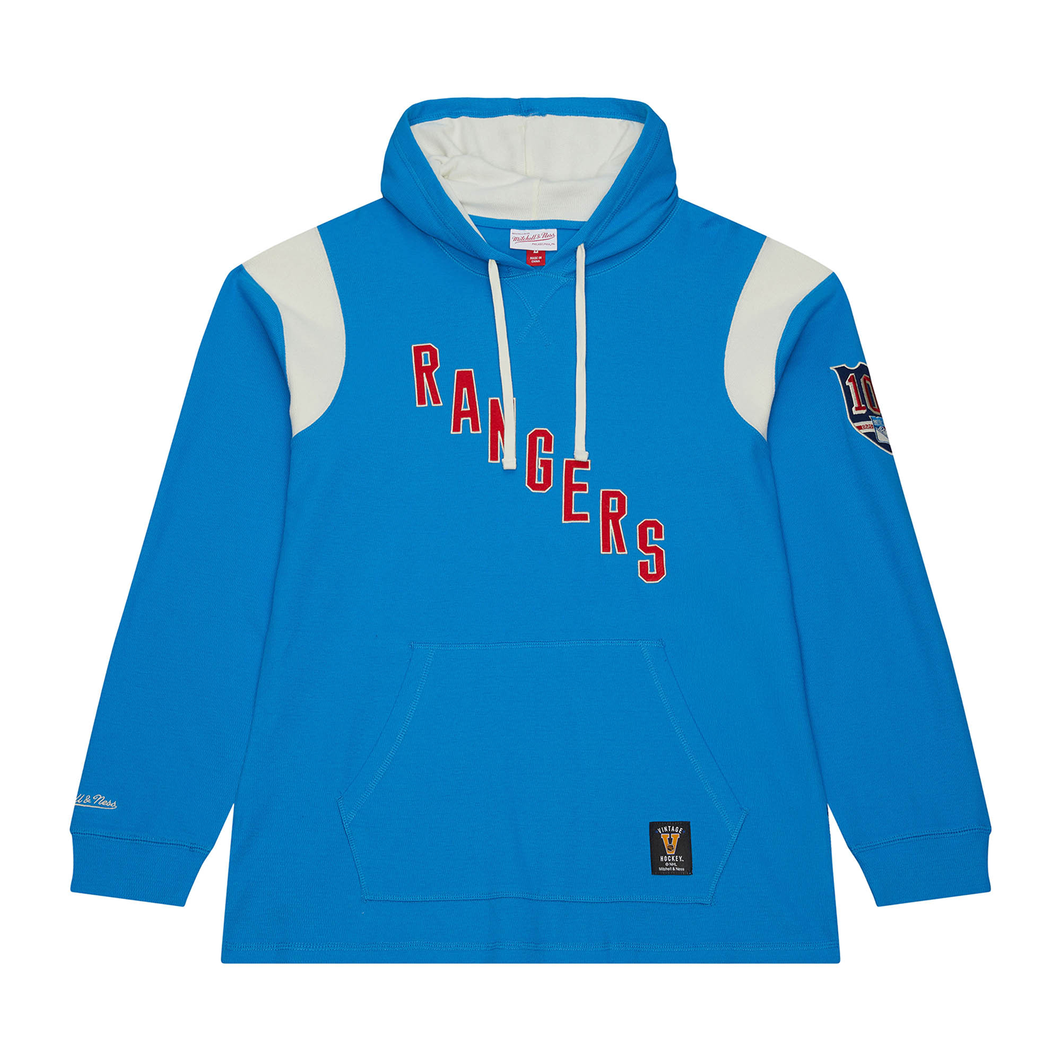 Mitchell & Ness Rangers Centennial Lightweight Thermal Hoodie In Blue - Front View