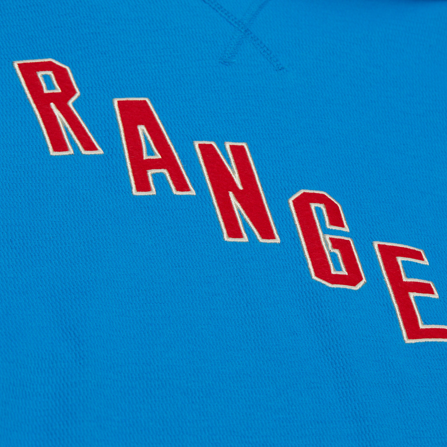 Mitchell & Ness Rangers Centennial Lightweight Thermal Hoodie In Blue - Logo View