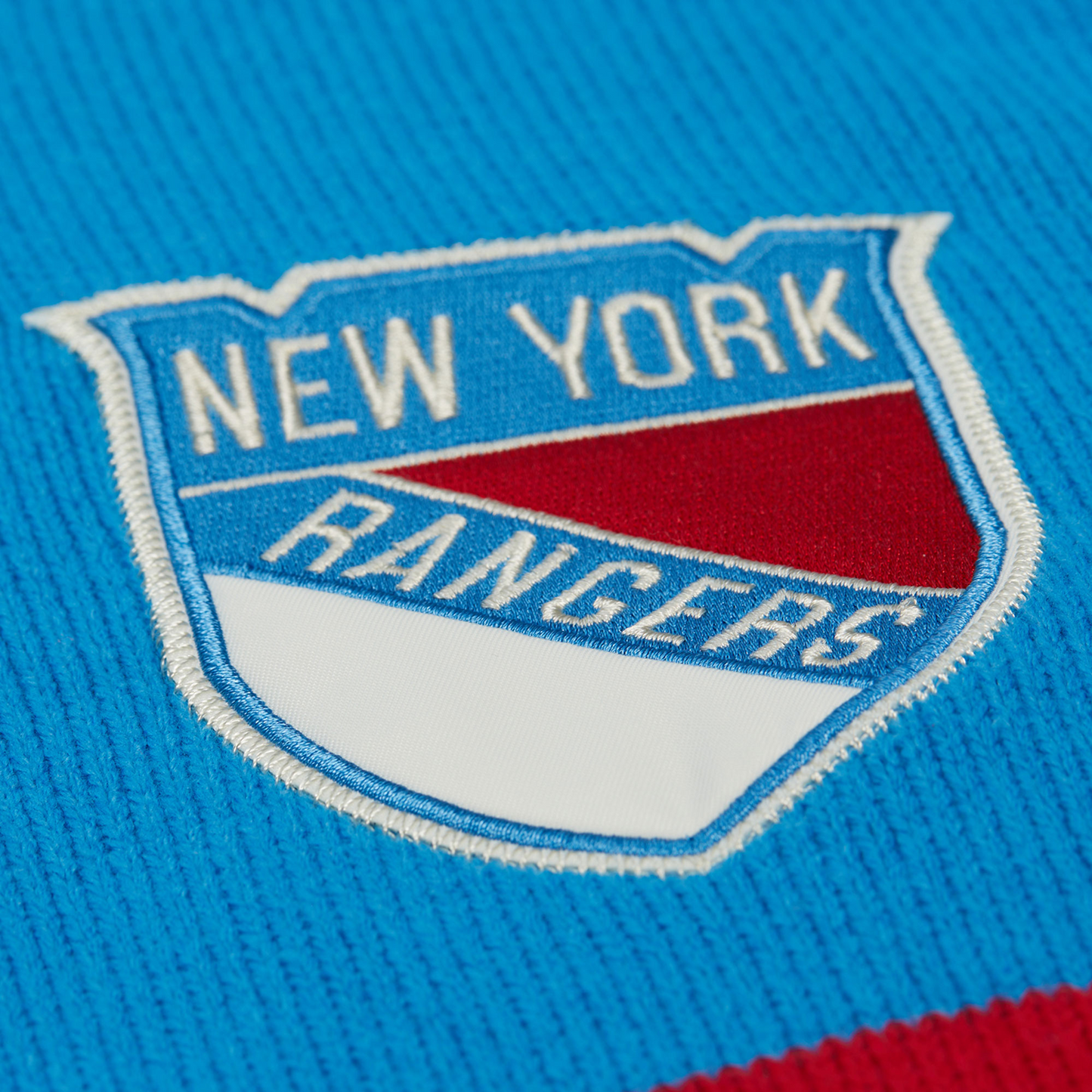 Mitchell & Ness Rangers Centennial Striped Cardigan Sweater In Blue - Material View