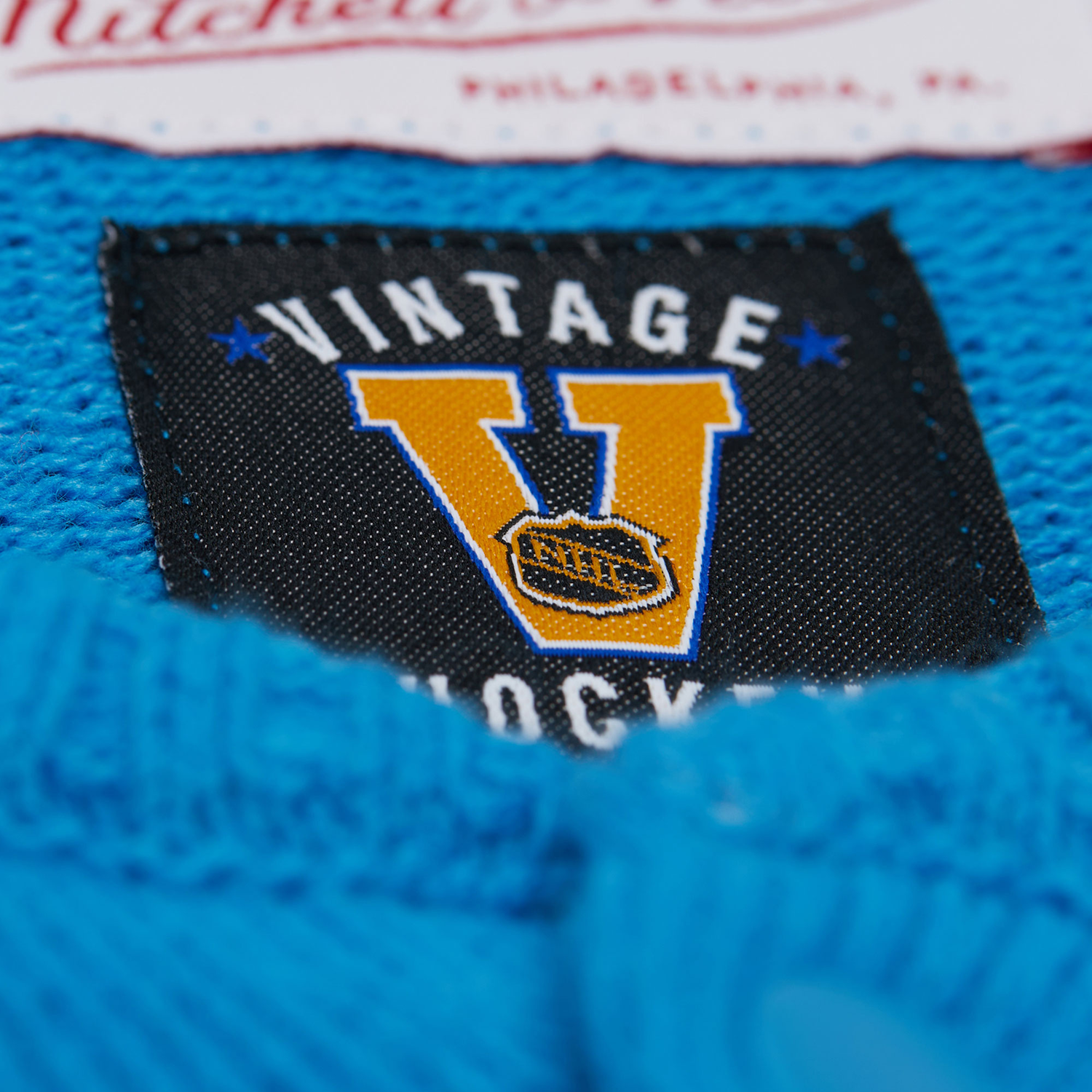 Mitchell & Ness Rangers Centennial Striped Cardigan Sweater In Blue - Tag View