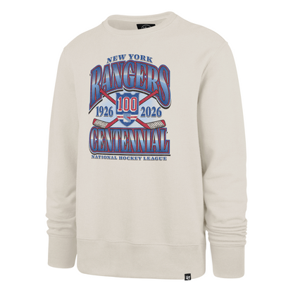 47 Brand Rangers Centennial Logo Graphic Cream Crewneck - Front View