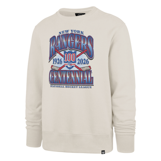 47 Brand Rangers Centennial Logo Graphic Cream Crewneck - Front View