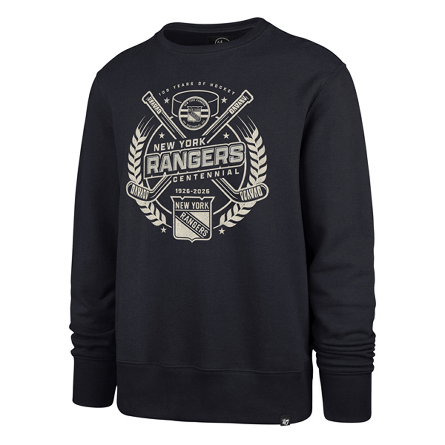 47 Brand Rangers Centennial Logo Graphic Navy Crewneck