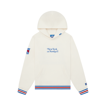 NYON x Rangers Off White Motto Hoodie - Front View