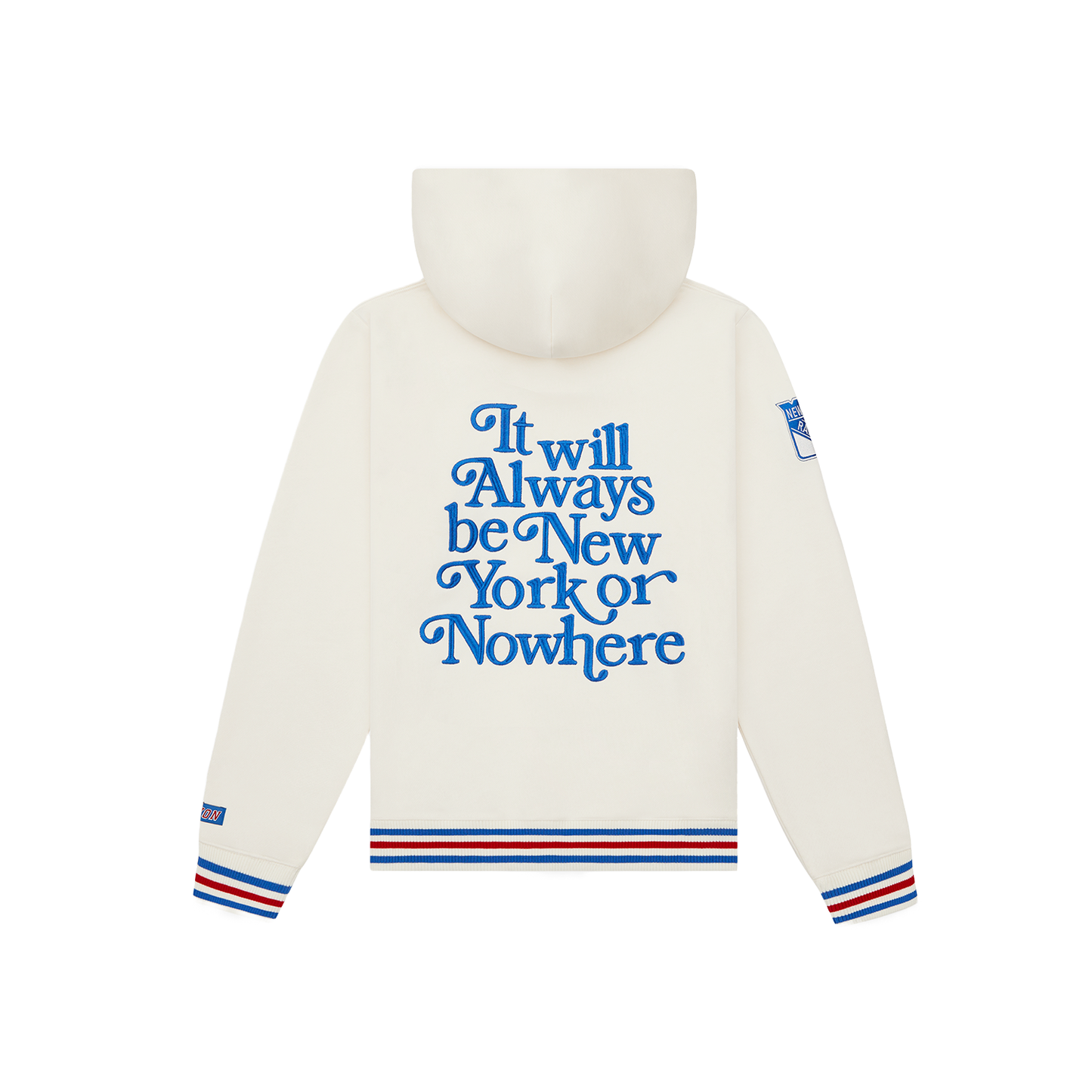 NYON x Rangers Off White Motto Hoodie - Back View