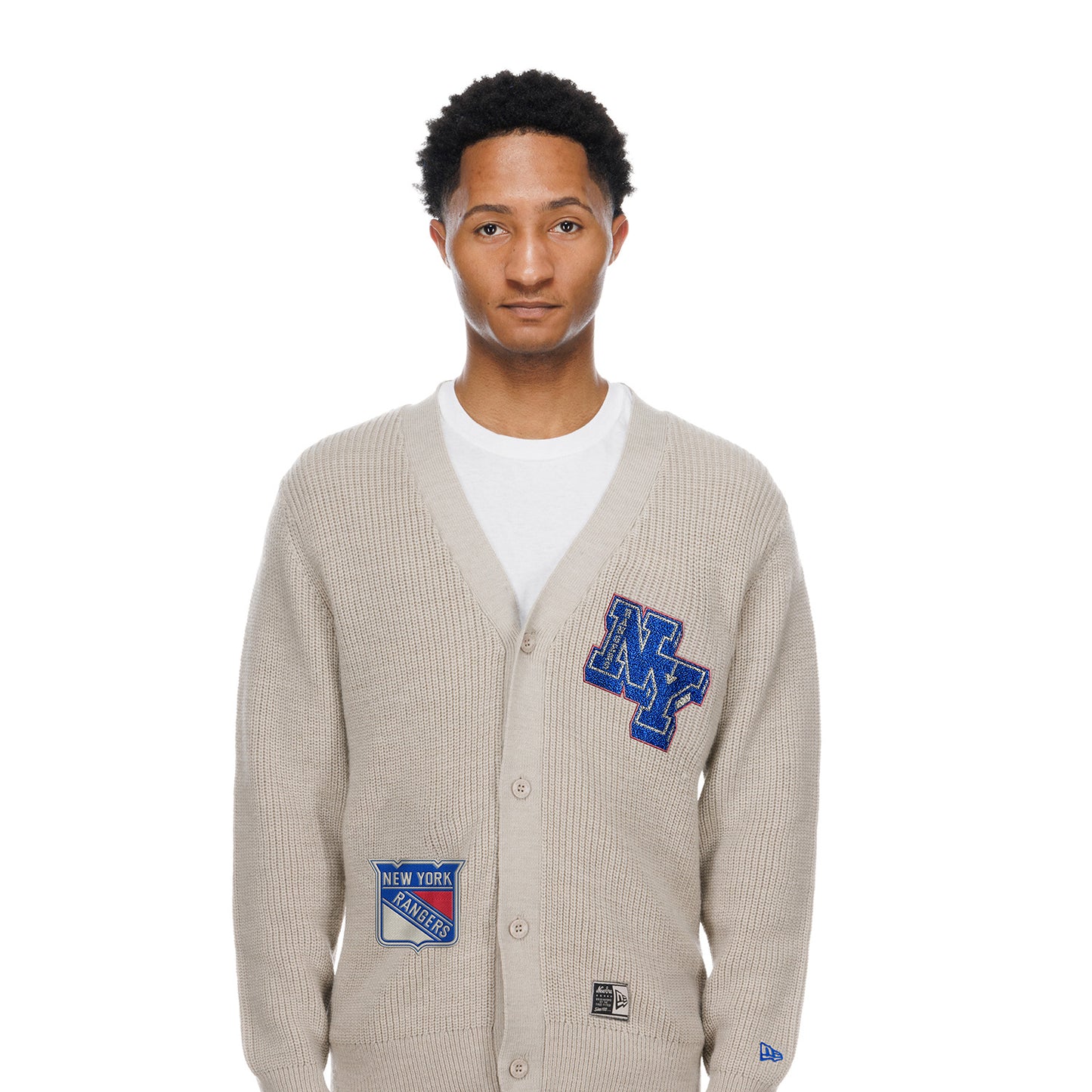 New Era Rangers Stone Cardigan Sweater - Front View