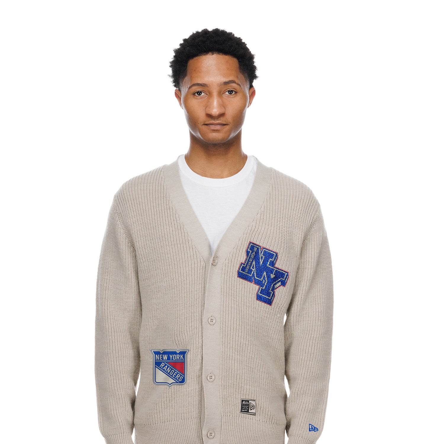 New Era Rangers Stone Cardigan Sweater - Front View