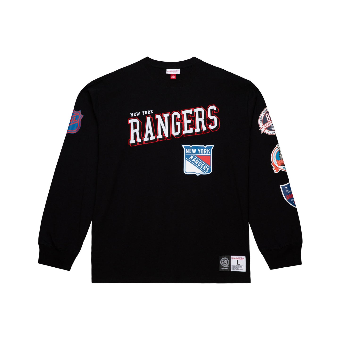Mitchell & Ness Rangers Black Training Camp Longsleeve Tee - Front View