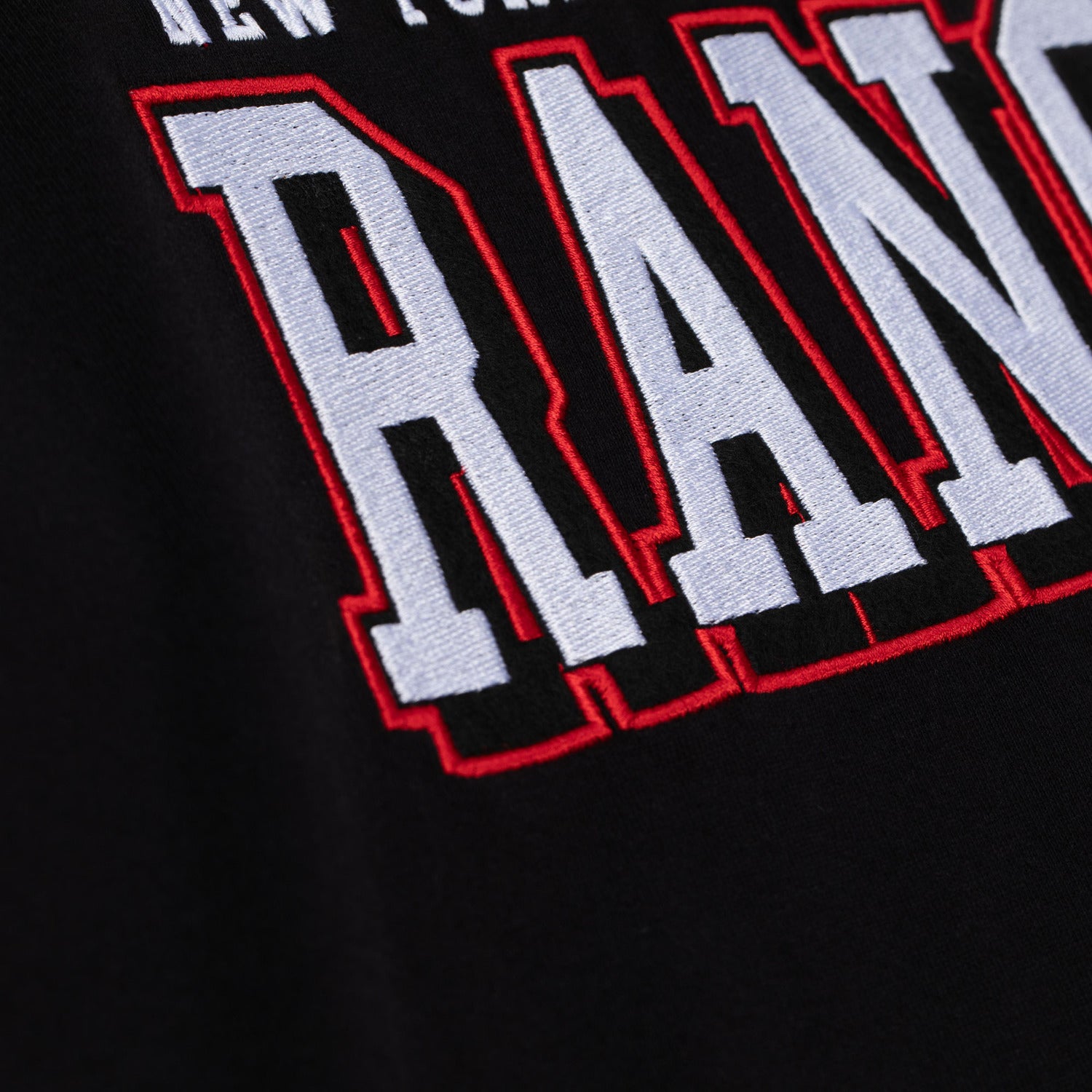 Mitchell & Ness Rangers Black Training Camp Longsleeve Tee - Wordmark View