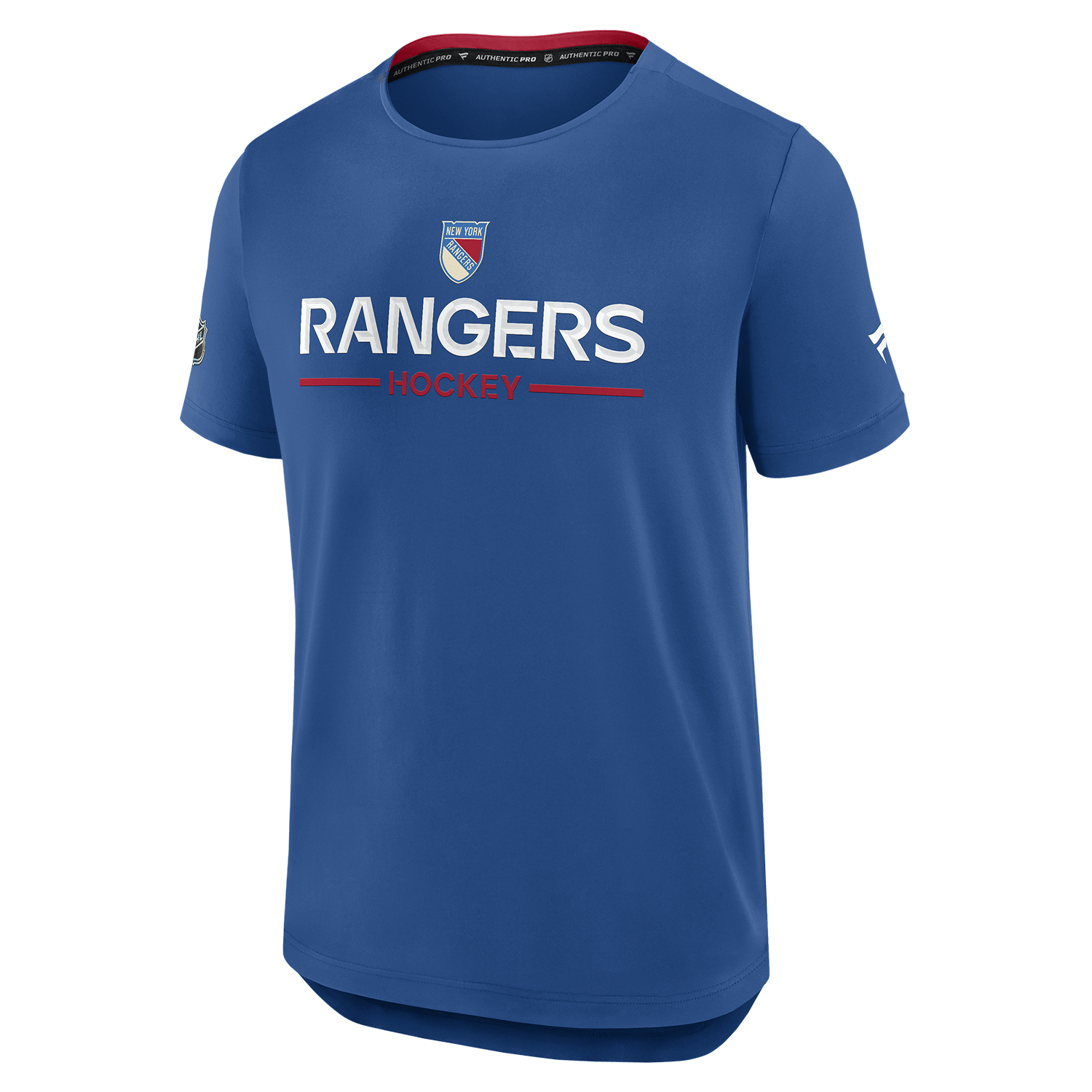 Fanatics Rangers 25-26 Centennial Authentic Pro Rink Tech Tee In Blue - Front View