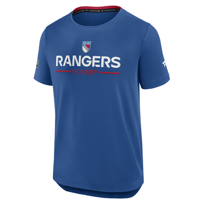 Fanatics Rangers 25-26 Centennial Authentic Pro Rink Tech Tee In Blue - Front View
