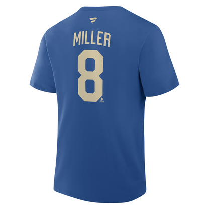 Fanatics Rangers 25-26 Centennial JT Miller Name & Number Tee In Blue - Back View