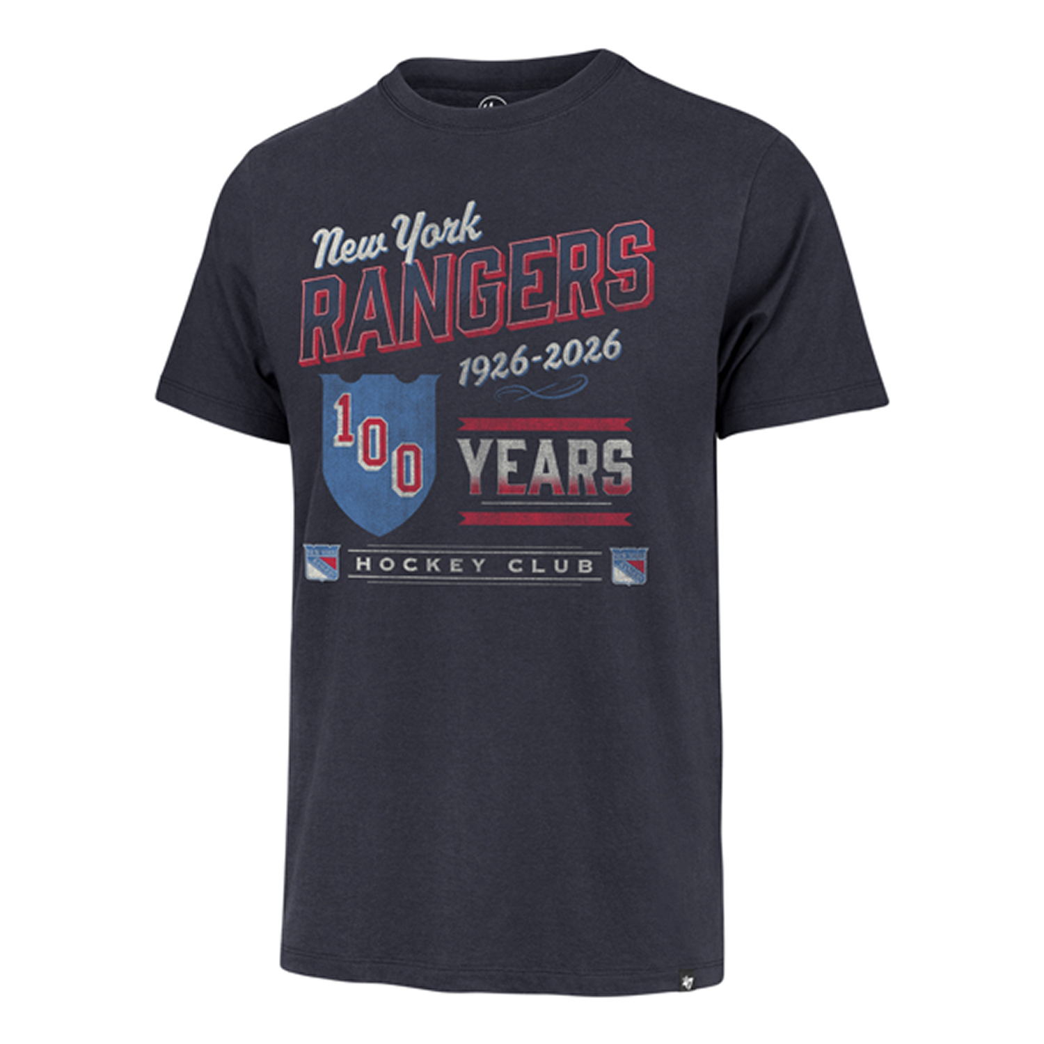47 Brand Rangers Centennial 100 Years Graphic Navy Franklin Tee In Black - Front View