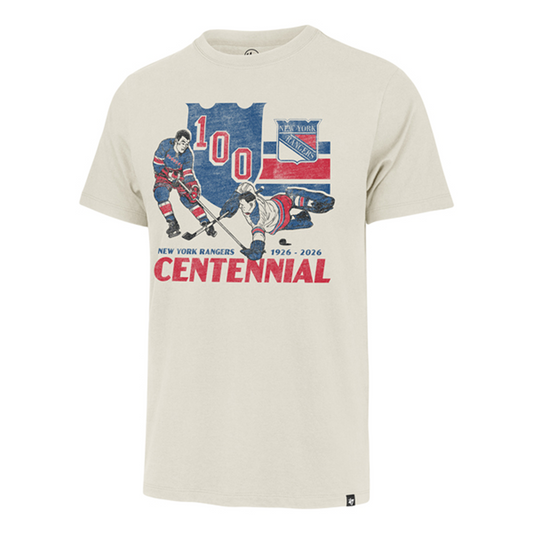 47 Brand Rangers Centennial Retro Player Graphic Cream Franklin Tee - Front View