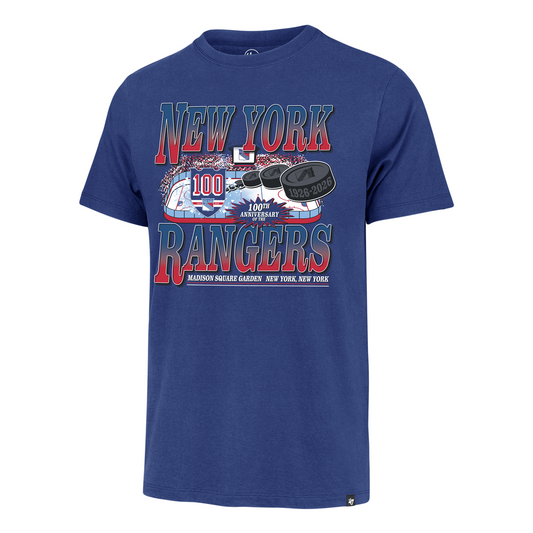 47 Brand Rangers Centennial Ice Rink Graphic Royal Franklin Tee - Front View