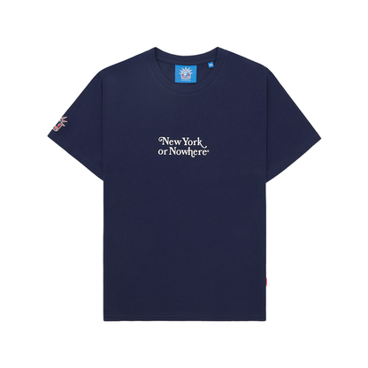 NYON x Rangers Navy Motto Tee - Front View