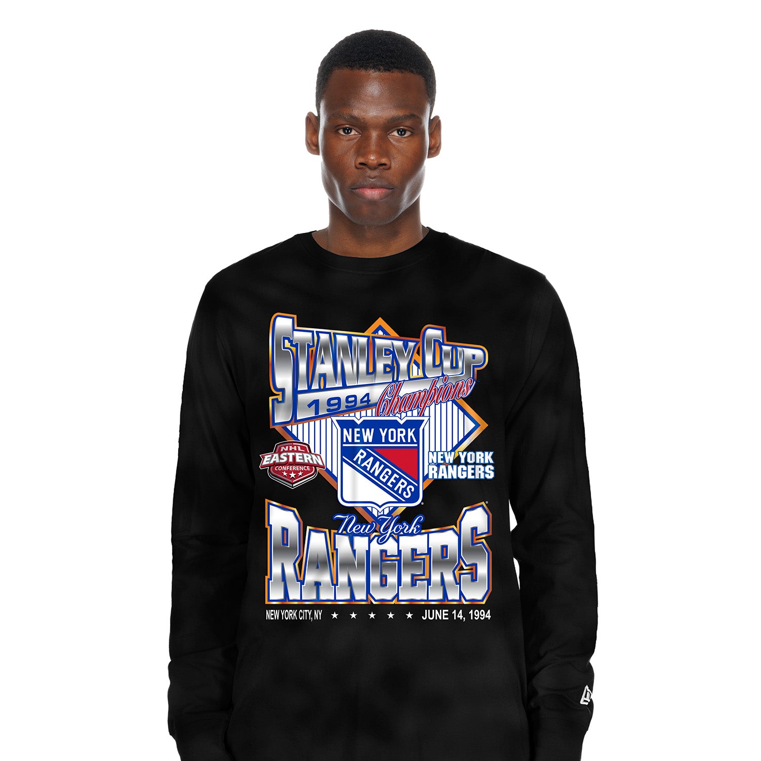 New Era Rangers Sport Classics Black Longsleeve Graphic Tee - Front View