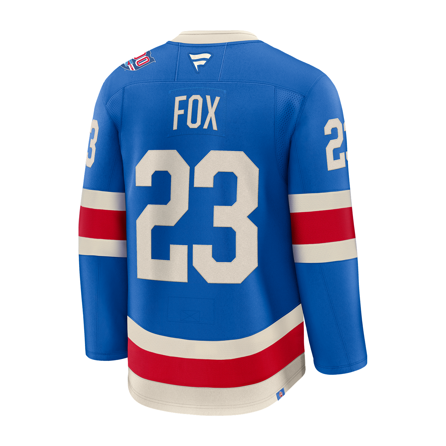 Adam Fox Fanatics Premium Centennial Jersey In Blue - Back View